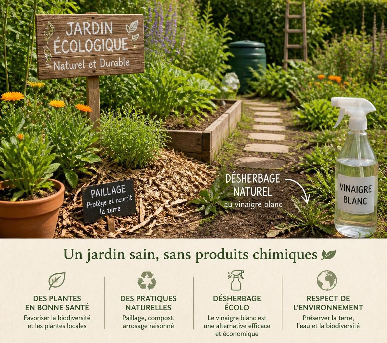 découvrez comment utiliser le vinaigre blanc comme désherbant naturel, une solution écologique et efficace pour remplacer les pesticides chimiques dans votre jardin.