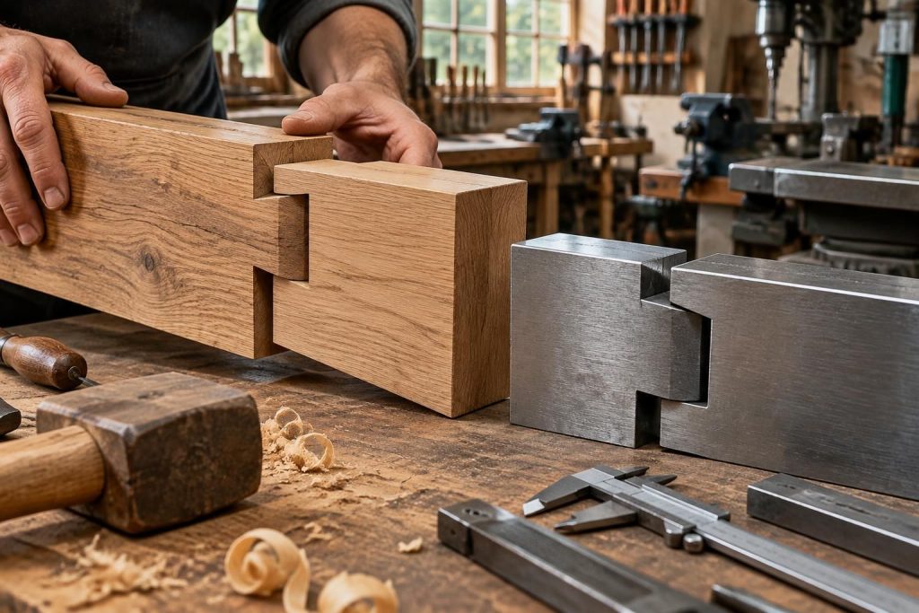 découvrez les techniques de queue d’aronde en bois et en métal pour réaliser des assemblages solides et précis en charpente.